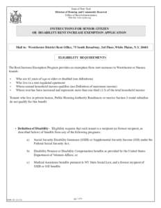 State of New York Division of Housing and Community Renewal Office of Rent Administration Web Site: www.nyshcr.org  INSTRUCTIONS FOR SENIOR CITIZEN