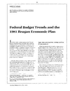 Federal Budget Trends and the 1981 Reagan Economic Plan