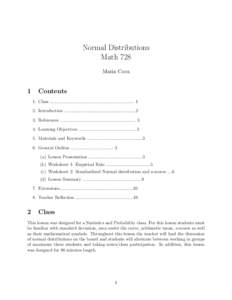 Normal Distributions Math 728 Maria Coca 1