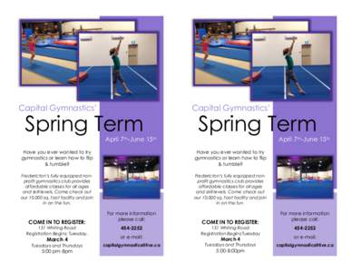 Capital Gymnastics’  Spring Term April 7th-June 15th