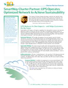 Sustainability / Environment / United Parcel Service / Echo Global Logistics / United States Environmental Protection Agency / SmartWay Transport Partnership / Carbon neutrality