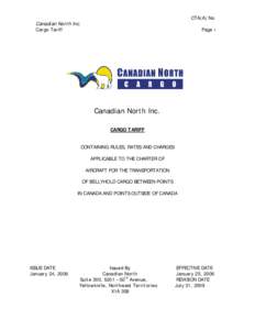 CTA(A) No.  Canadian North Inc. Cargo Tariff  Page 1