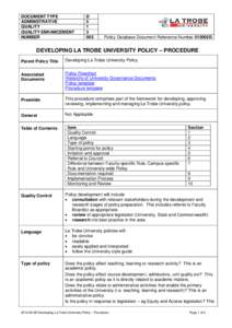 DOCUMENT TYPE ADMINISTRATIVE QUALITY QUALITY ENHANCEMENT NUMBER