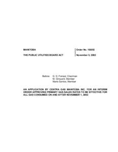 MANITOBA  Order No[removed]THE PUBLIC UTILITIES BOARD ACT