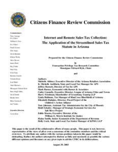 Citizens Finance Review Commission Commissioners Tony Astorga (Co-Chair) William J. Post (Co-Chair)