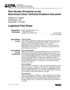 United States Environmental Protection Agency Office of Research and Development Peer Review Workshop on the Benchmark Dose Technical Guidance Document