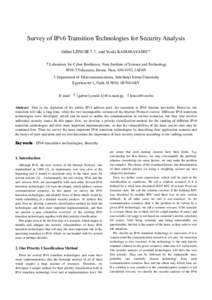 Survey of IPv6 Transition Technologies for Security Analysis Gábor LENCSE†,‡, and Youki KADOBAYASHI† †Laboratory for Cyber Resilience, Nara Institute of Science and TechnologyTakayama, Ikoma, Nara, 630-0