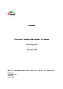 Washed Coffee Cameroon Feasibility Study