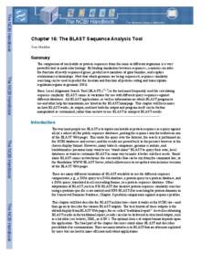 The NCBI Handbook  Chapter 16: The BLAST Sequence Analysis Tool