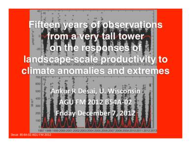 Fifteen years of observations   from a very tall tower   on the responses of  landscape­scale productivity to   climate anomalies and extremes   #