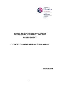 RESULTS OF EQUALITY IMPACT ASSESSMENT: LITERACY AND NUMERACY STRATEGY MARCH 2011