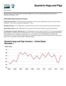 Quarterly Hogs and Pigs ISSN: [removed]Released December 23, 2014, by the National Agricultural Statistics Service (NASS), Agricultural Statistics Board, United States Department of Agriculture (USDA).