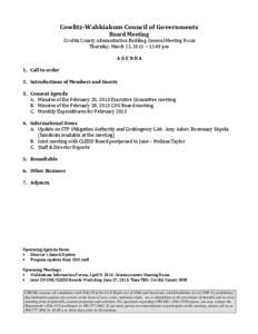 Cowlitz-Wahkiakum Council of Governments Board Meeting Cowlitz County Administration Building, General Meeting Room Thursday, March 21, 2013 ~ 12:00 pm  AGENDA