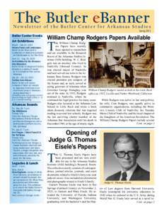 The Butler eBanner  Newsletter of the Butler Center for Arkansas Studies Butler Center Events