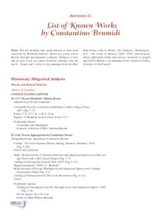 App C-List of Known Works by Constantino Brumidi--Constantino Brumidi Artist of the Capitol