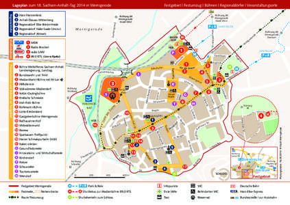 Lageplan zum 18. Sachsen-Anhalt-Tag 2014 in Wernigerode Festgebiet | Festumzug | Bühnen | Regionaldörfer | Veranstaltungsorte 244