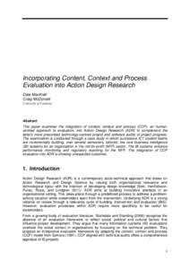 Microsoft Word - MacKrell & McDonald - ISFIncorporating Content, Context and Process Evaluation into Action Design Rese