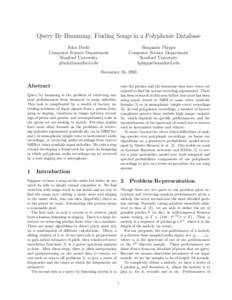 Query By Humming: Finding Songs in a Polyphonic Database John Duchi Computer Science Department Stanford University 