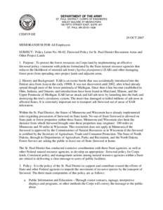 Policy Letter No[removed], Firewood Policy for St. Paul District Recreation Areas and Other Project Lands