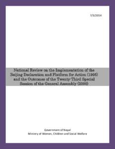 National Review on the Implementation of the Beijing Declaration and Platform for Action[removed]and the Outcomes of the Twenty-Third Special Session of the General Assembly (2000)