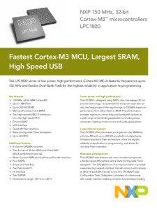 NXP 150 MHz, 32-bit Cortex-M3™ microcontrollers LPC1800