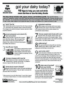 10 tips got your dairy today?  Education Series