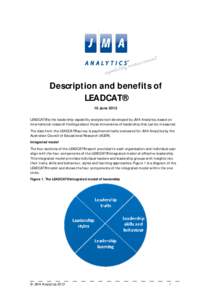 Description and benefits of LEADCAT® 10 June 2012 LEADCAT® is the leadership capability analysis tool developed by JMA Analytics, based on international research findings about those dimensions of leadership that can b