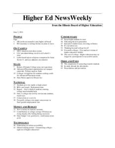 Higher Ed NewsWeekly from the Illinois Board of Higher Education June 2, 2011 PEOPLE