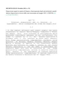 DECRETO-LEGGE 10 ottobre 2012, nDisposizioni urgenti in materia di finanza e funzionamento degli enti territoriali, nonché ulteriori disposizioni in favore delle zone terremotate nel maggio12G0196) (GU n.