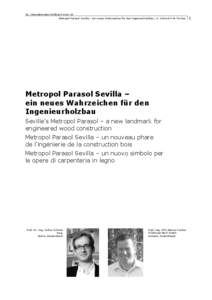 16. Internationales Holzbau-Forum 10 Metropol Parasol Sevilla – ein neues Wahrzeichen für den Ingenieurholzbau | V. Schmid + M. Fischer