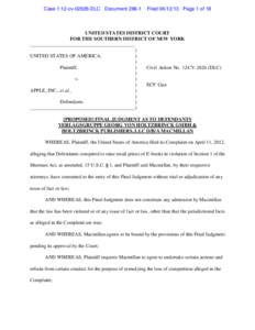 [Proposed] Final Judgment as to Defendants Verlagsgruppe Georg Von Holtzbrinck GmbH & Holtzbrinck Publishers, LLC d/b/a Macmillan : U.S.v. Apple, Inc. et al.