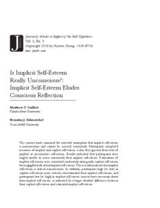 Implicit Self-Esteem  Journal of Articles in Support of the Null Hypothesis Vol. 3, No. 3 Copyright 2006 by Reysen Group[removed]www.jasnh.com