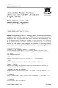 Int J Primatol DOIs10764Gastrointestinal Parasites of Savanna Chimpanzees (Pan troglodytes schweinfurthii) in Ugalla, Tanzania