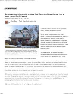 Syracuse group hopes to restore East Genesee Street home that’s been vacant for 20 years | syracuse.com