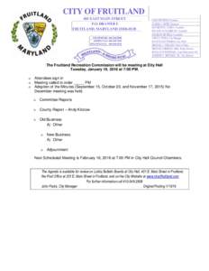 CITY OF FRUITLAND 401 EAST MAIN STREET P.O. DRAWER F FRUITLAND, MARYLANDTELEPHONE: ADMIN. FAX: 