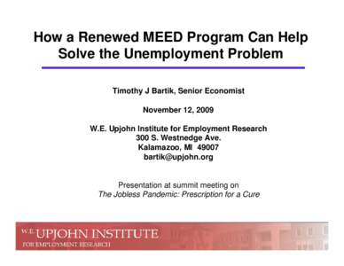 Labour economics / W. E. Upjohn Institute for Employment Research / Structural unemployment / Labor economics / Unemployment / Economics
