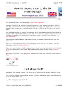 Taxation in the United Kingdom / Customs services / Customs duties / Value added taxes / International trade / Nissan Leaf / Insurance / Excise / Cargo / Customs / Car
