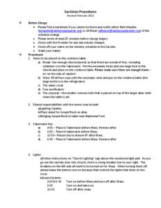 Sacristan Procedures Revised February 2013