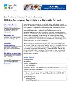 Best Practices in Foreclosure Prevention Counseling - Utilizing Foreclosure Specialists in a Statewide Network