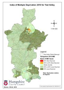 Index of Multiple Deprivation 2010 for Test Valley  / 1:187,000