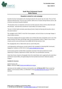 For immediate release Date: South West Catchments Council Media Release Busselton coined for crab campaign