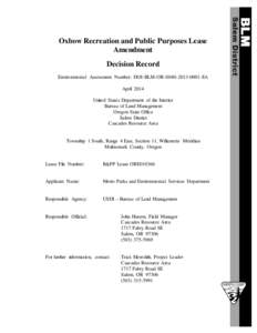 Oxbow Recreation and Public Purpose Lease Amendment Decision Record