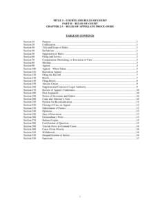 TITLE 3 – COURTS AND RULES OF COURT PART II – RULES OF COURT CHAPTER 2-3 – RULES OF APPELLATE PROCE+DURE TABLE OF CONTENTS Section 10