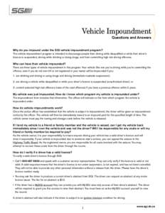 Vehicle Impoundment - Questions and Answers