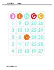 BINGO CARDS  T E M P L AT E www.marthastewart.com C 2003