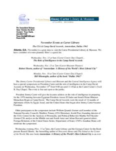 Jimmy Carter Library & Museum News Release