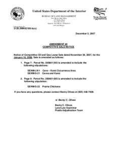 United States Department of the Interior BUREAU OF LAND MANAGEMENT New Mexico State Office 1474 Rodeo Road P.O. Box[removed]Santa Fe, New Mexico[removed]