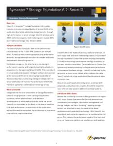 Symantec™ Storage Foundation 6.2: SmartIO Overview: Storage Management Overview SmartIO in Symantec™ Storage Foundation 6.2 enables customers to ensure storage Quality of Service (QoS) at the application level while 