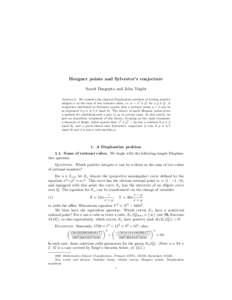 Heegner points and Sylvester’s conjecture Samit Dasgupta and John Voight Abstract. We consider the classical Diophantine problem of writing positive integers n as the sum of two rational cubes, i.e. n = x3 + y 3 for x,