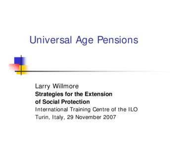 Universal Pensions (ILO Turin)